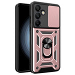 Til Samsung Galaxy S24 FE cover PC+TPU telefoncover med støttefod og skydelåg til kamera