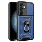 Til Samsung Galaxy S24 FE cover PC+TPU telefoncover med støttefod og skydelåg til kamera