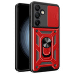 Til Samsung Galaxy S24 FE cover PC+TPU telefoncover med støttefod og skydelåg til kamera