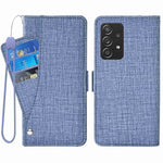 Samsung Galaxy A53 5G-mobilcover med denimstruktur, pung i PU-læder, roterende kortholder og folio-flipcover