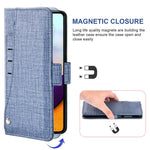 Samsung Galaxy A53 5G-mobilcover med denimstruktur, pung i PU-læder, roterende kortholder og folio-flipcover