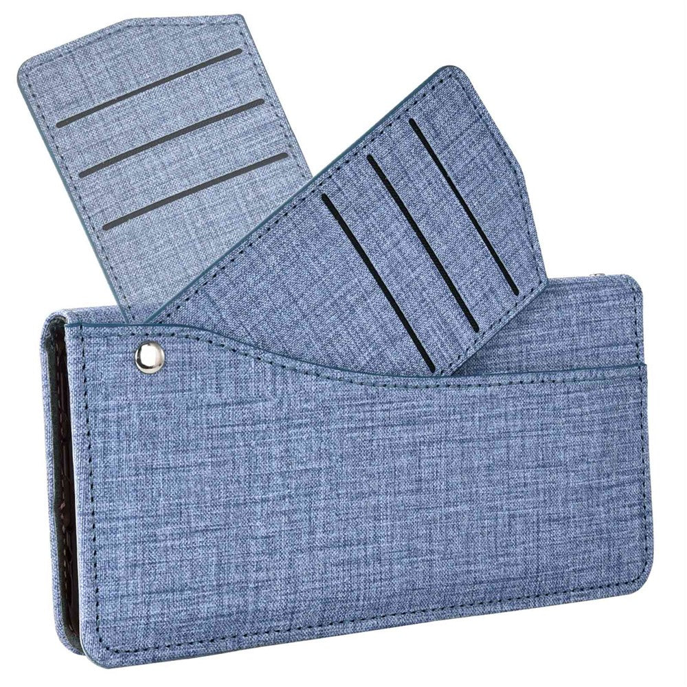 Samsung Galaxy A53 5G-mobilcover med denimstruktur, pung i PU-læder, roterende kortholder og folio-flipcover