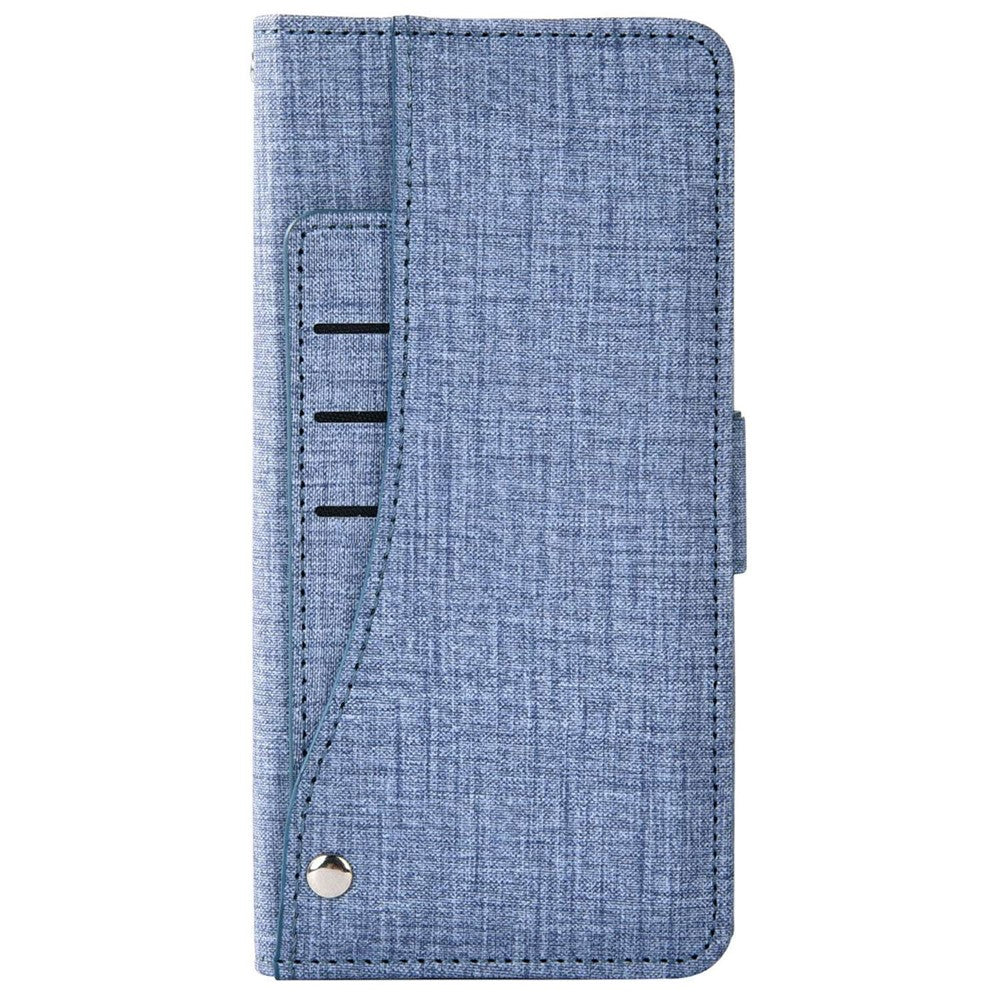 Samsung Galaxy A53 5G-mobilcover med denimstruktur, pung i PU-læder, roterende kortholder og folio-flipcover