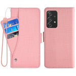 Samsung Galaxy A53 5G-mobilcover med denimstruktur, pung i PU-læder, roterende kortholder og folio-flipcover