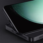 For Samsung Galaxy S24 FE Case Wood Grain PU Leather Coated PC+TPU Phone Cover