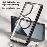 Til Samsung Galaxy Z Fold6 5G Klar Cover PC+Akryl Støtteben Magnetisk Telefoncover med Skærmfilm
