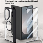 Til Samsung Galaxy Z Fold6 5G Klar Cover PC+Akryl Støtteben Magnetisk Telefoncover med Skærmfilm