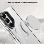 Til Samsung Galaxy Z Fold6 5G Klar Cover PC+Akryl Støtteben Magnetisk Telefoncover med Skærmfilm