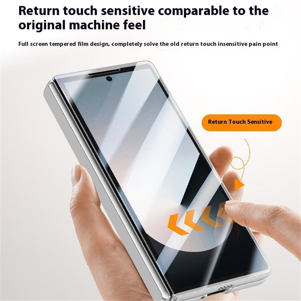 Til Samsung Galaxy Z Fold6 5G Klar Cover PC+Akryl Støtteben Magnetisk Telefoncover med Skærmfilm