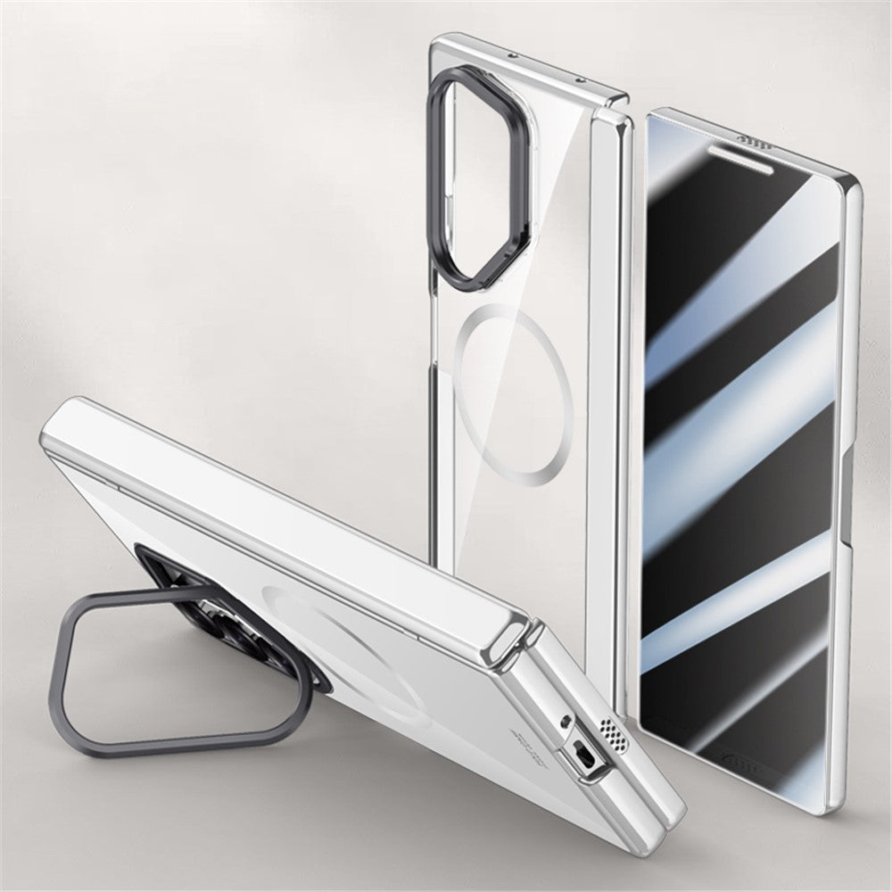 Samsung Galaxy Z Fold6 5G Magnetiskt Genomskinligt Skal med Anti-Spion Skärmfilm PC+Akryl Stativ mobilskal