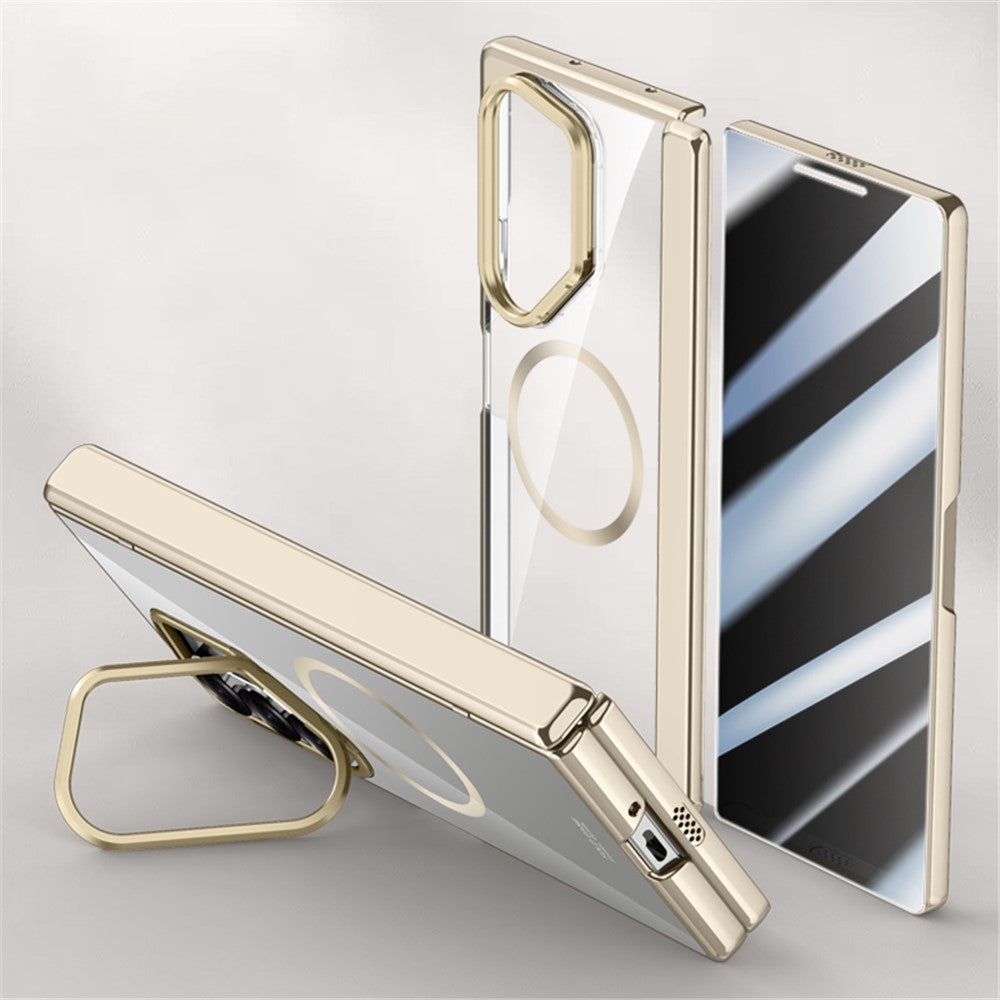 Samsung Galaxy Z Fold6 5G Magnetiskt Genomskinligt Skal med Anti-Spion Skärmfilm PC+Akryl Stativ mobilskal