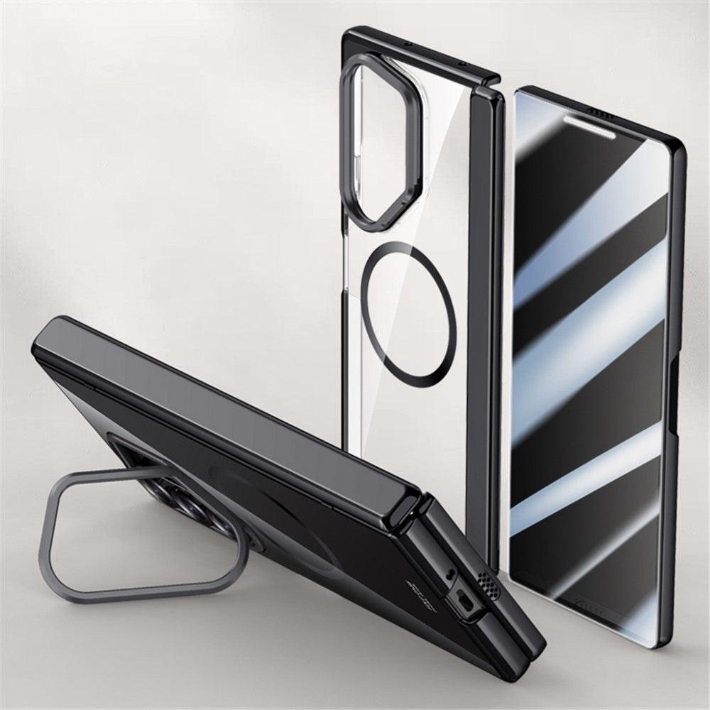 Samsung Galaxy Z Fold6 5G Magnetiskt Genomskinligt Skal med Anti-Spion Skärmfilm PC+Akryl Stativ mobilskal