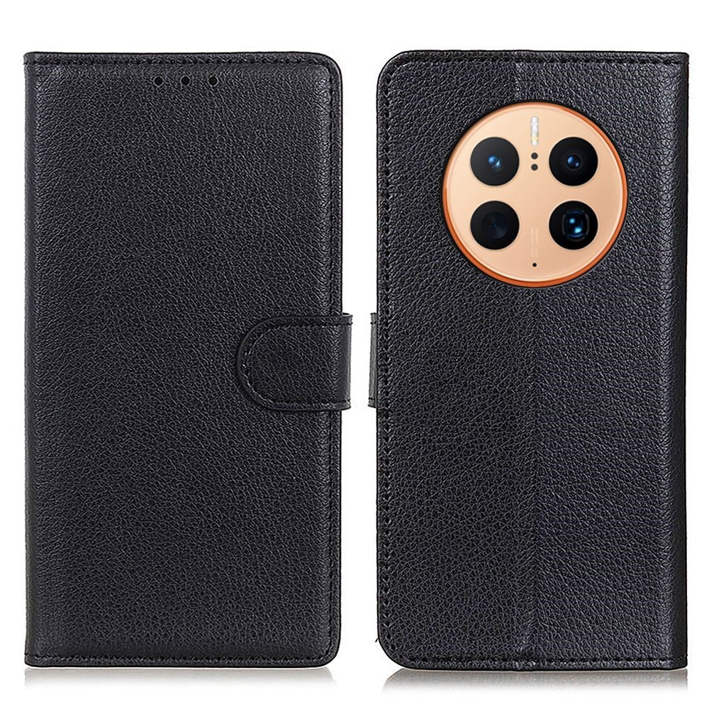 Huawei Mate 50 Pro 4G Stötsäkert Litchi Textur mobilfodral PU Läder Stativ Magnetisk Stängning Skyddande Flipfodral
