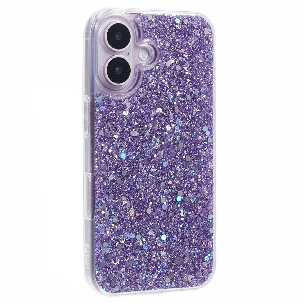 For iPhone 16 Shockproof Case Glittery Design Soft TPU Phone Cover
