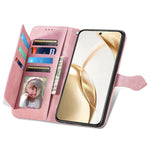 For Honor 200 5G Zipper Wallet Case with Strap Flower Imprint PU Leather Phone Cover