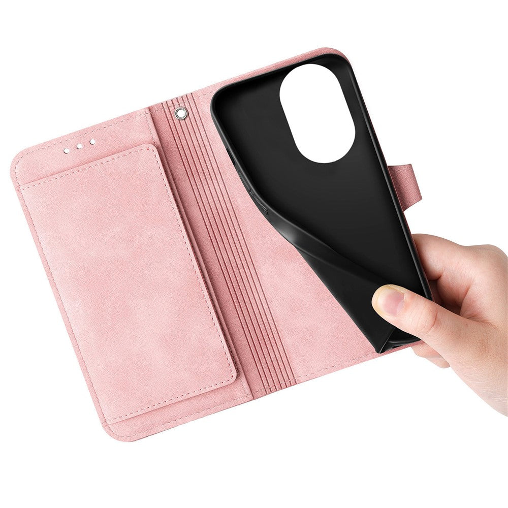 For Honor 200 5G Zipper Wallet Case with Strap Flower Imprint PU Leather Phone Cover