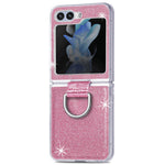 For Samsung Galaxy Z Flip7 FE 5G / Z Flip6 5G Case Leather+PC Glitter Phone Cover Rhinestone Ring Holder