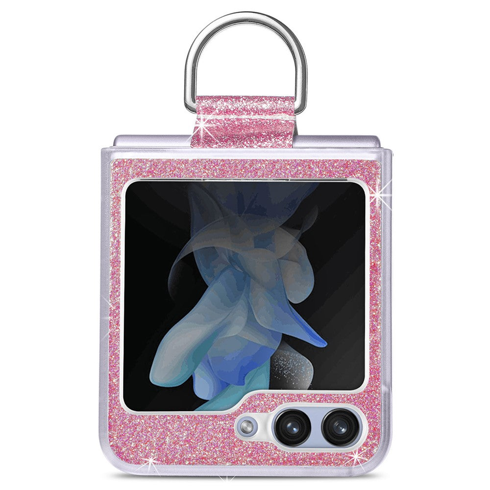 For Samsung Galaxy Z Flip7 FE 5G / Z Flip6 5G Case Leather+PC Glitter Phone Cover Rhinestone Ring Holder