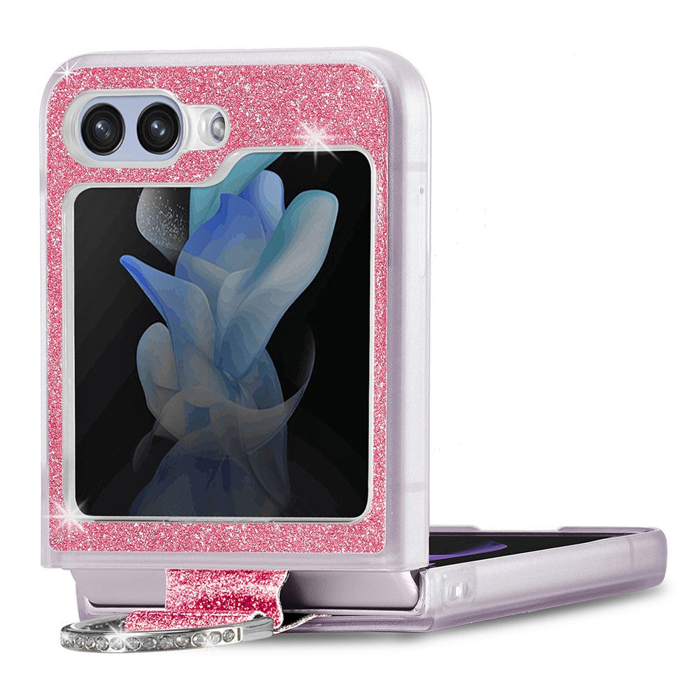 For Samsung Galaxy Z Flip7 FE 5G / Z Flip6 5G Case Leather+PC Glitter Phone Cover Rhinestone Ring Holder