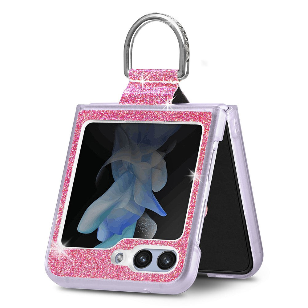 For Samsung Galaxy Z Flip7 FE 5G / Z Flip6 5G Case Leather+PC Glitter Phone Cover Rhinestone Ring Holder