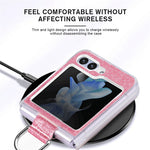 For Samsung Galaxy Z Flip7 FE 5G / Z Flip6 5G Case Leather+PC Glitter Phone Cover Rhinestone Ring Holder