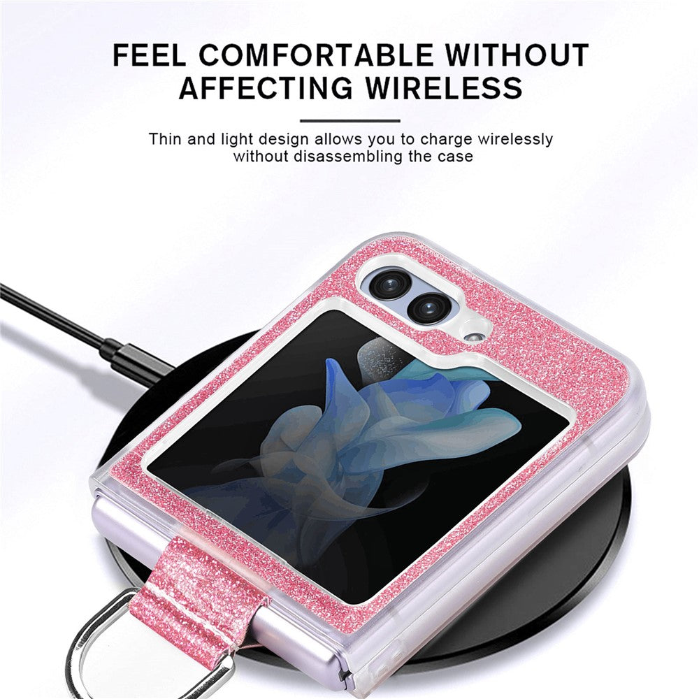 For Samsung Galaxy Z Flip7 FE 5G / Z Flip6 5G Case Leather+PC Glitter Phone Cover Rhinestone Ring Holder