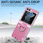 For Samsung Galaxy Z Flip7 FE 5G / Z Flip6 5G Case Leather+PC Glitter Phone Cover Rhinestone Ring Holder