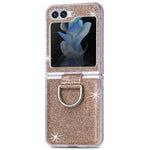 For Samsung Galaxy Z Flip7 FE 5G / Z Flip6 5G Case Leather+PC Glitter Phone Cover Rhinestone Ring Holder