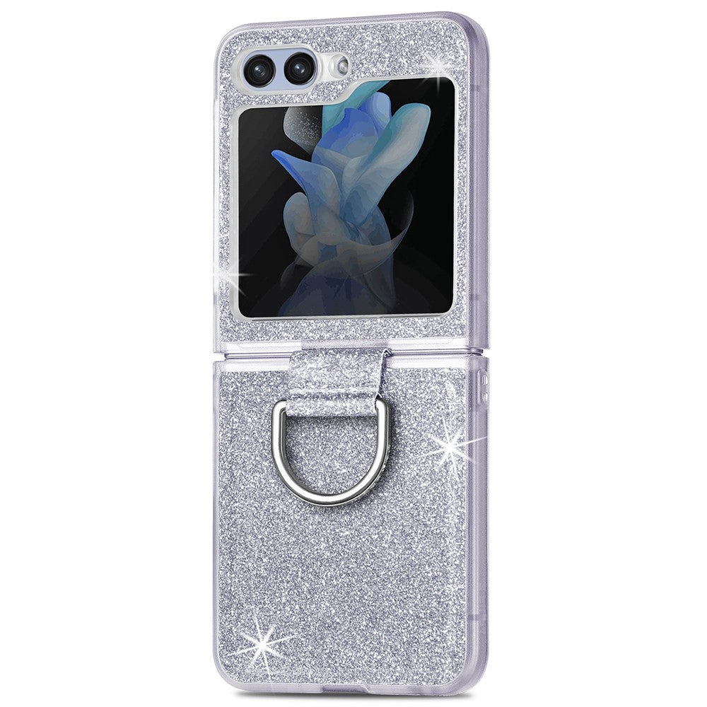 For Samsung Galaxy Z Flip7 FE 5G / Z Flip6 5G Case Leather+PC Glitter Phone Cover Rhinestone Ring Holder