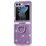 For Samsung Galaxy Z Flip7 FE 5G / Z Flip6 5G Case Leather+PC Glitter Phone Cover Rhinestone Ring Holder