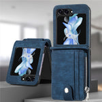 For Samsung Galaxy Z Flip7 FE 5G / Z Flip6 5G Case Kickstand Retro Leather Phone Cover Zipper Card Holder