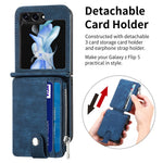For Samsung Galaxy Z Flip7 FE 5G / Z Flip6 5G Case Kickstand Retro Leather Phone Cover Zipper Card Holder