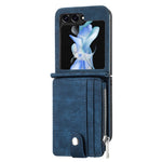 For Samsung Galaxy Z Flip7 FE 5G / Z Flip6 5G Case Kickstand Retro Leather Phone Cover Zipper Card Holder