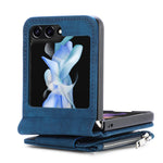 For Samsung Galaxy Z Flip7 FE 5G / Z Flip6 5G Case Kickstand Retro Leather Phone Cover Zipper Card Holder