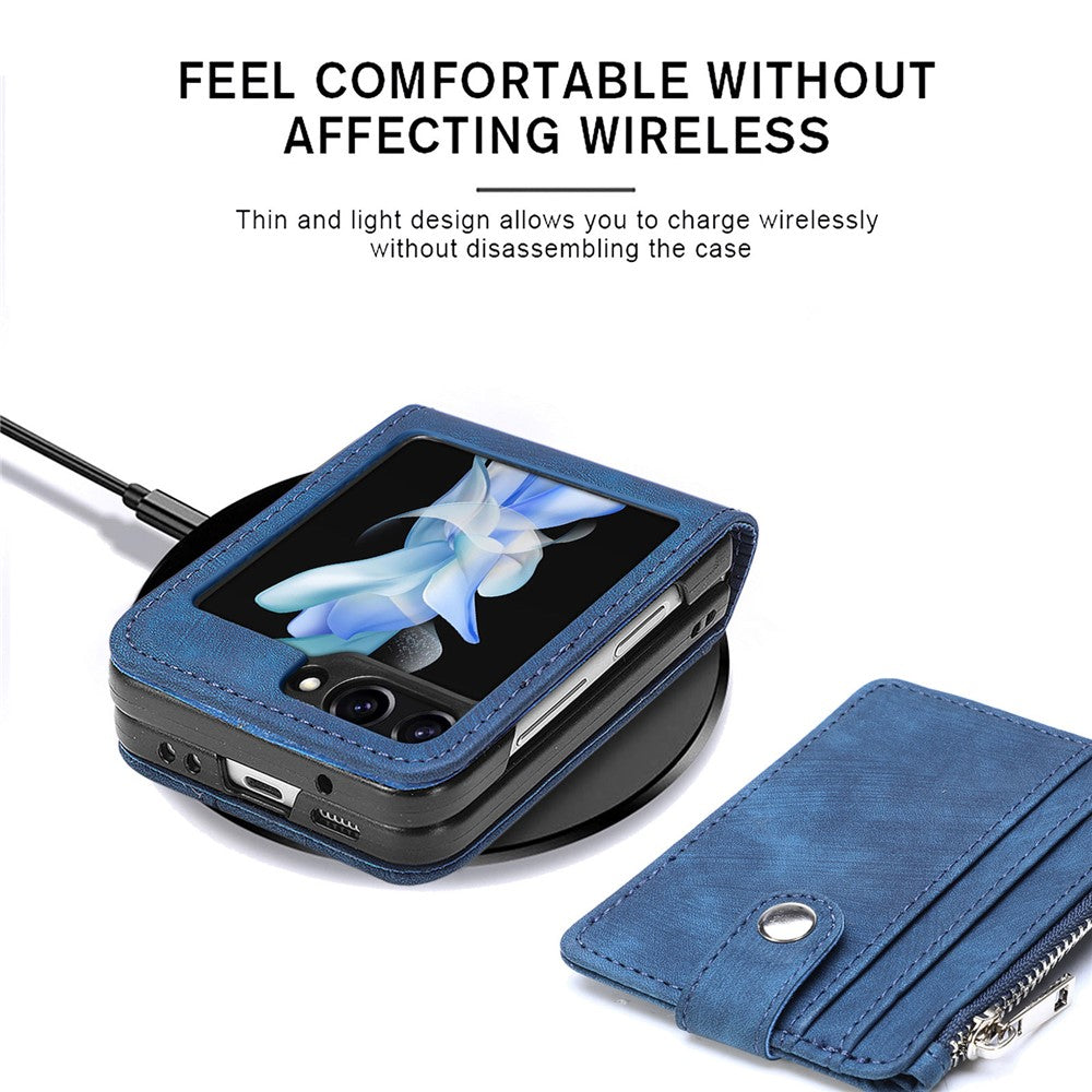 For Samsung Galaxy Z Flip7 FE 5G / Z Flip6 5G Case Kickstand Retro Leather Phone Cover Zipper Card Holder