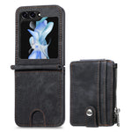 For Samsung Galaxy Z Flip7 FE 5G / Z Flip6 5G Case Kickstand Retro Leather Phone Cover Zipper Card Holder