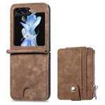 For Samsung Galaxy Z Flip7 FE 5G / Z Flip6 5G Case Kickstand Retro Leather Phone Cover Zipper Card Holder