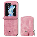 For Samsung Galaxy Z Flip7 FE 5G / Z Flip6 5G Case Kickstand Retro Leather Phone Cover Zipper Card Holder