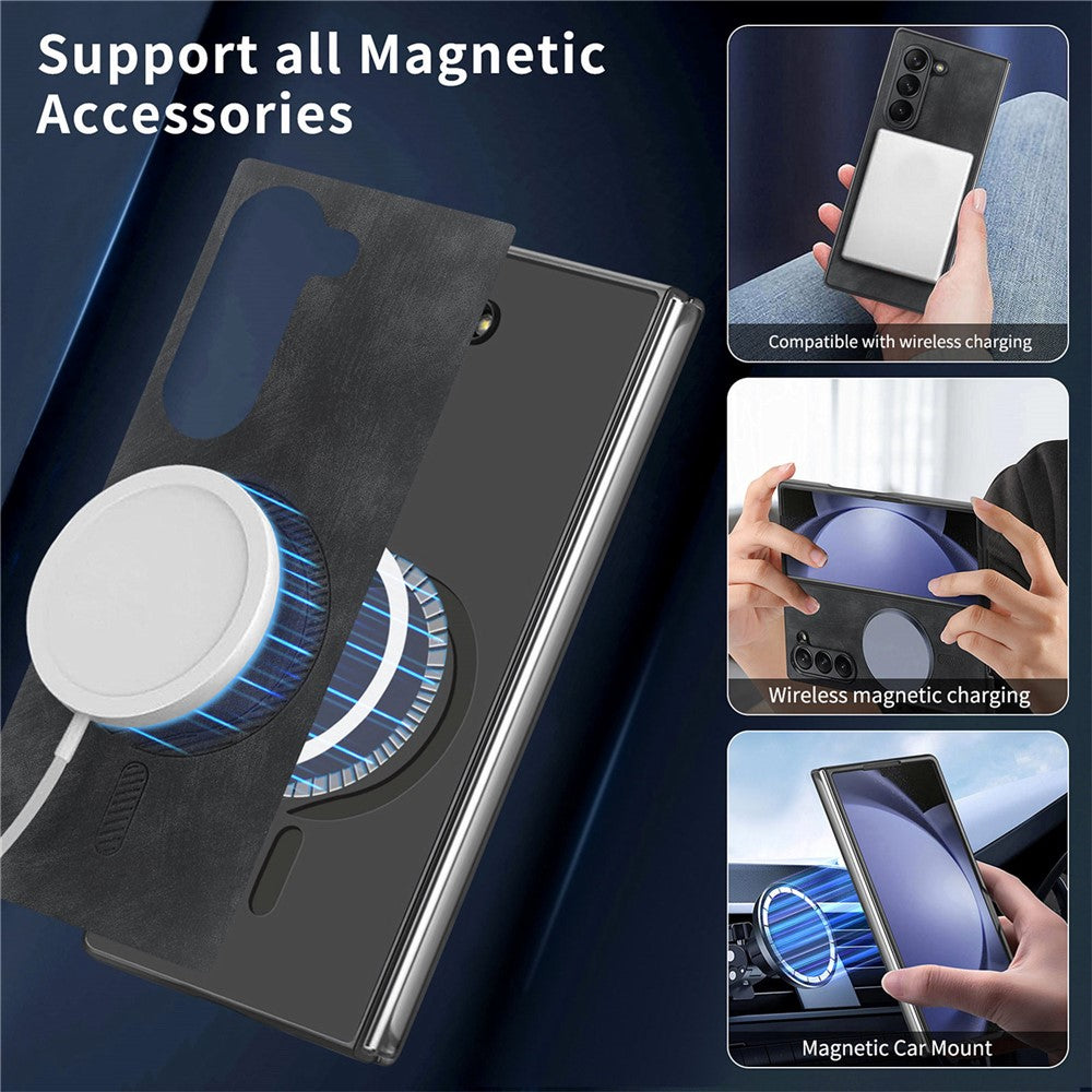 Til Samsung Galaxy Z Fold6 5G Magnetisk Etui Aftageligt PU+TPU Telefoncover