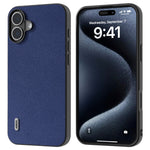 ABEEL For iPhone 16 Case Litchi Texture Genuine Cow Leather Hybrid Phone Cover