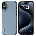ABEEL For iPhone 16 Case Litchi Texture Genuine Cow Leather Hybrid Phone Cover