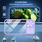For iPhone 16 Plus Clear Case CD-Veins Camera Lens Sliding Lid TPU+PC Phone Cover