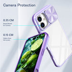 For iPhone 16 Plus Clear Case CD-Veins Camera Lens Sliding Lid TPU+PC Phone Cover