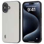 ABEEL For iPhone 16 Case Genuine Cow Leather Coated PC+TPU Non-Slip Phone Cover
