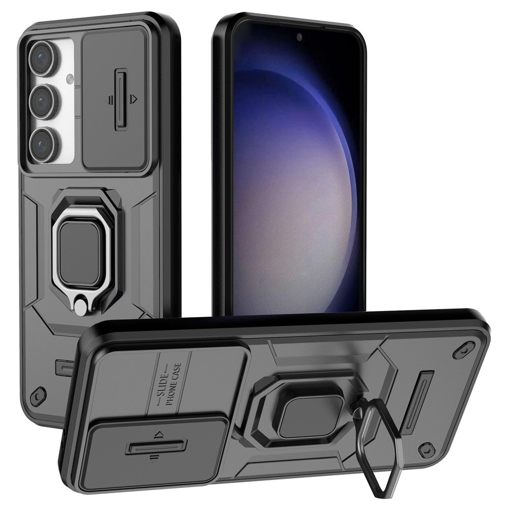 Samsung Galaxy S24 FE-skal Ringstativ PC+TPU mobilskal Skjutkameraskydd