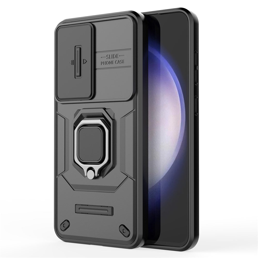 For Samsung Galaxy S24 FE Case Ring Kickstand PC+TPU Phone Cover Slide Camera Protection