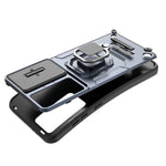 For Samsung Galaxy S24 FE Case Ring Kickstand PC+TPU Phone Cover Slide Camera Protection