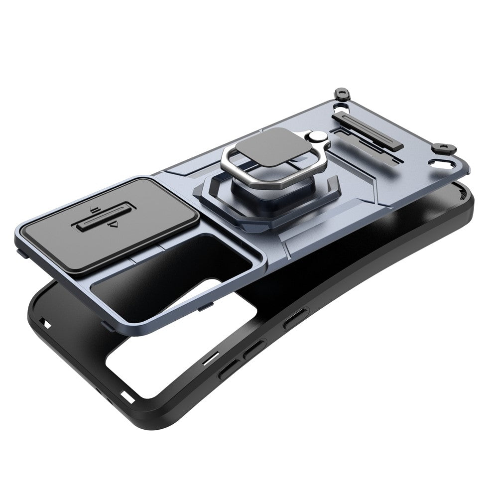 For Samsung Galaxy S24 FE Case Ring Kickstand PC+TPU Phone Cover Slide Camera Protection