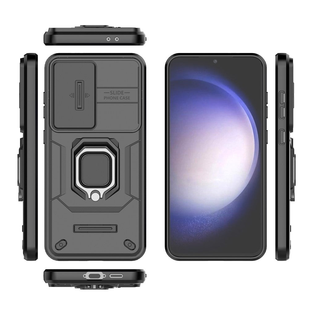 For Samsung Galaxy S24 FE Case Ring Kickstand PC+TPU Phone Cover Slide Camera Protection