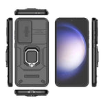 For Samsung Galaxy S24 FE Case Ring Kickstand PC+TPU Phone Cover Slide Camera Protection